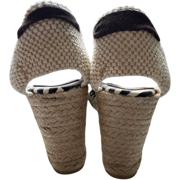 TORY BURCH Espadrille Wedges Coconut Clubhouse | Brown Tan Ankle Tie Sandal 10.5 - Picture 7 of 8